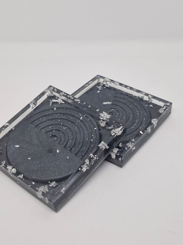 Silver Speckled Encapsulated Sun Coaster (Set of 2)