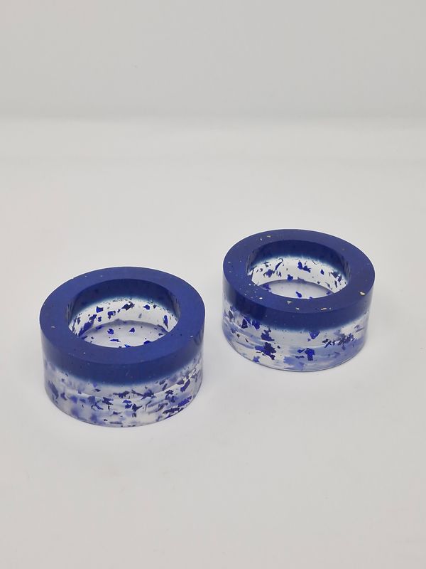 Blue Speckle Candle Holder (Set of 2)