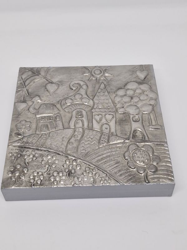 Gnome Village Pewter Wall Hanging
