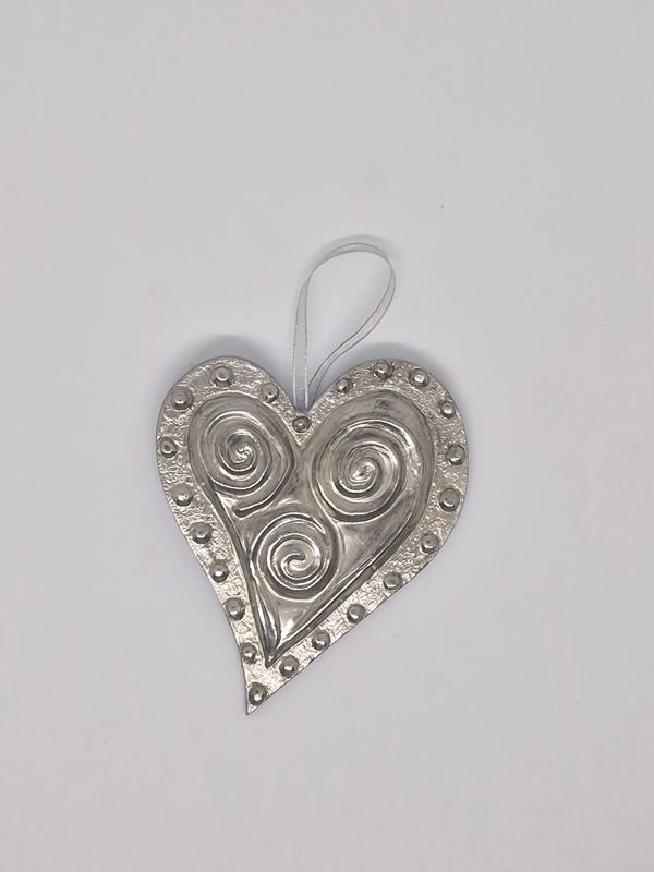 Heart Shaped Pewter Decoration