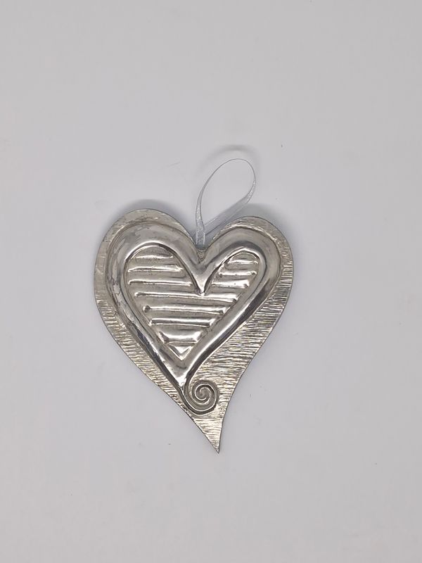 Heart Shaped Pewter Decoration