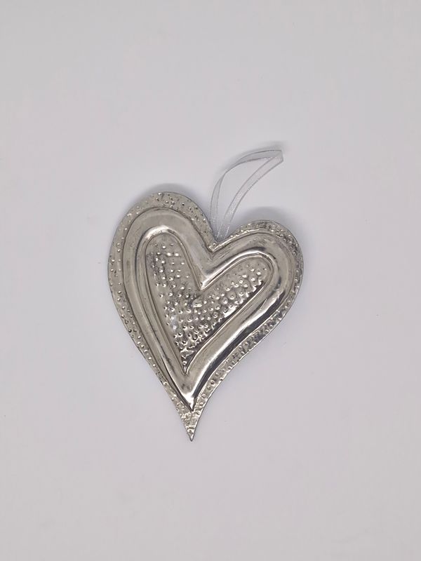 Heart Shaped Pewter Decoration