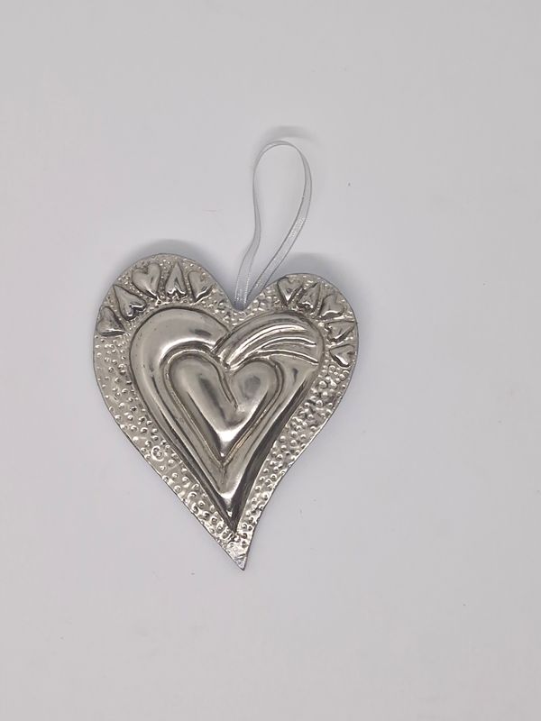Heart Shaped Pewter Decoration