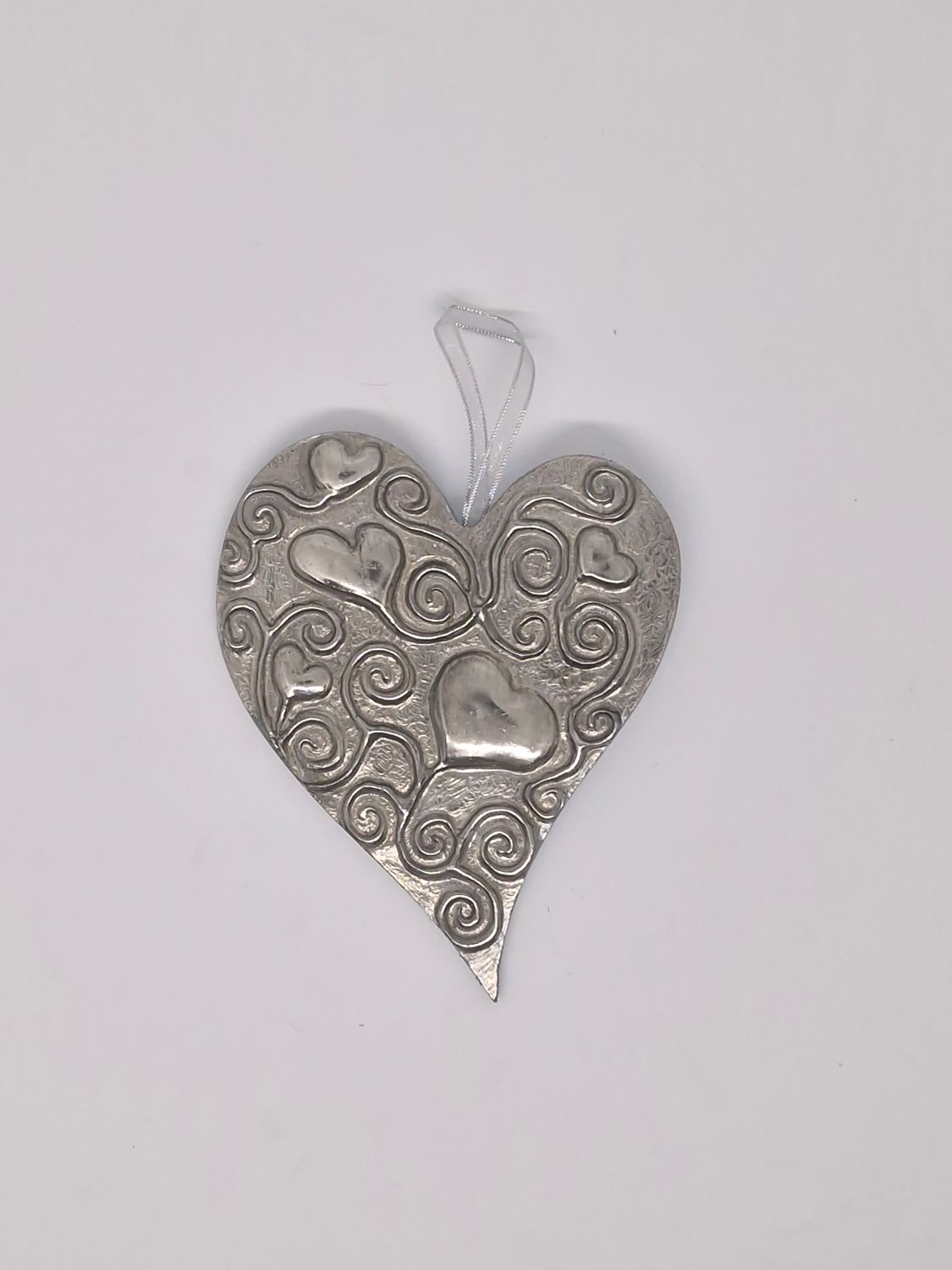 Heart Shaped Pewter Decoration