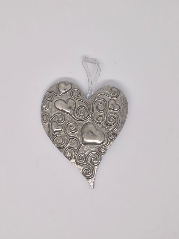 Heart Shaped Pewter Decoration