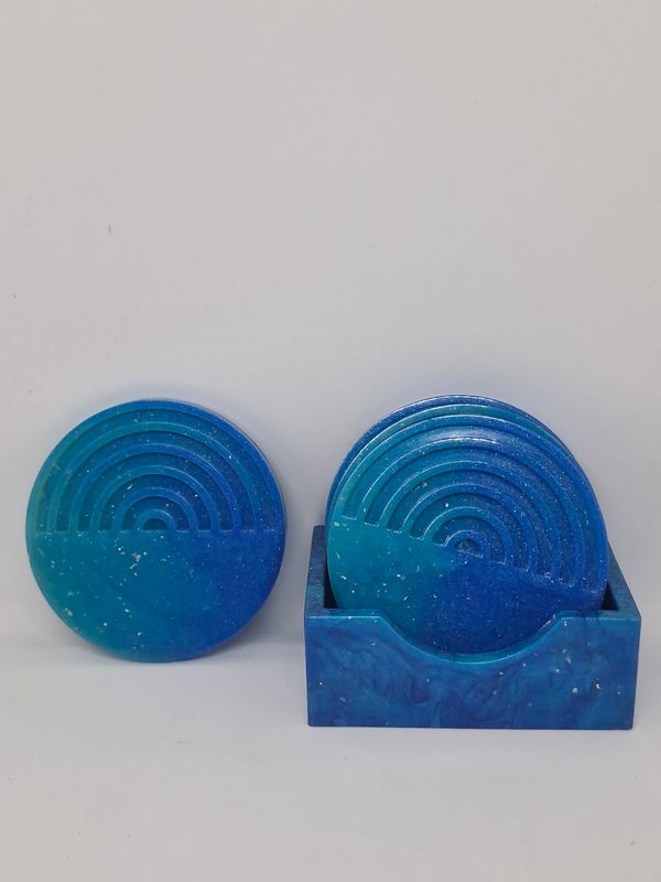 Turquoise and Teal Resin Sun Coaster