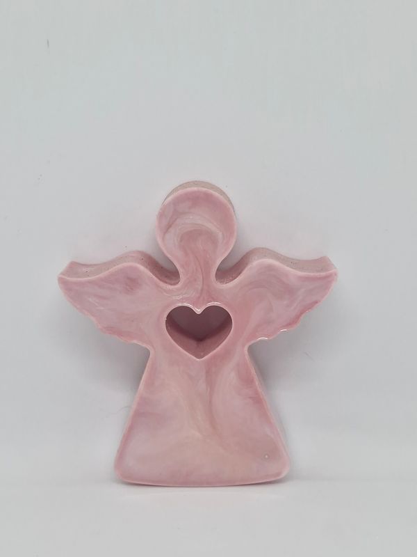 Pink Resin Swirl Standing Angel