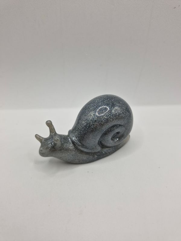 Glitter Grey Resin Snail