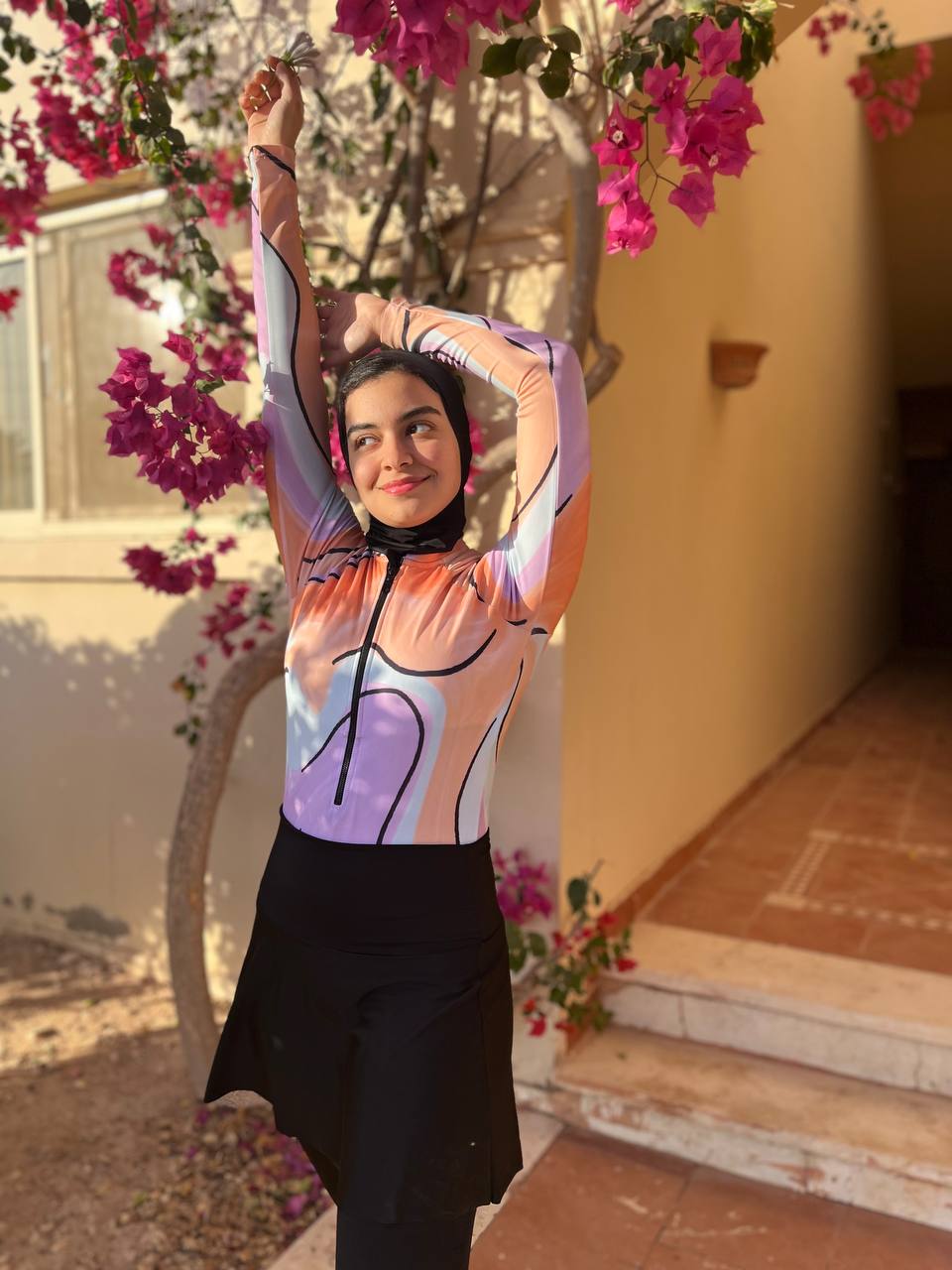 Full Set 5 pieces (Rash-guard, Skirt, Leggings, Coverup, Head cover)