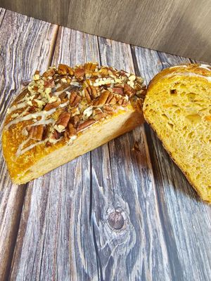 Sweet Potato Sourdough with Maple Drizzle and Pecans