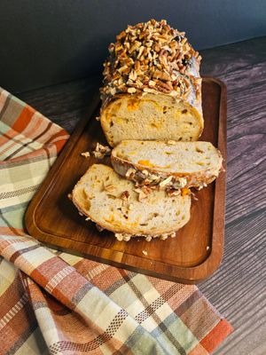 Sweet Potato Sourdough with Maple Drizzle and Pecans