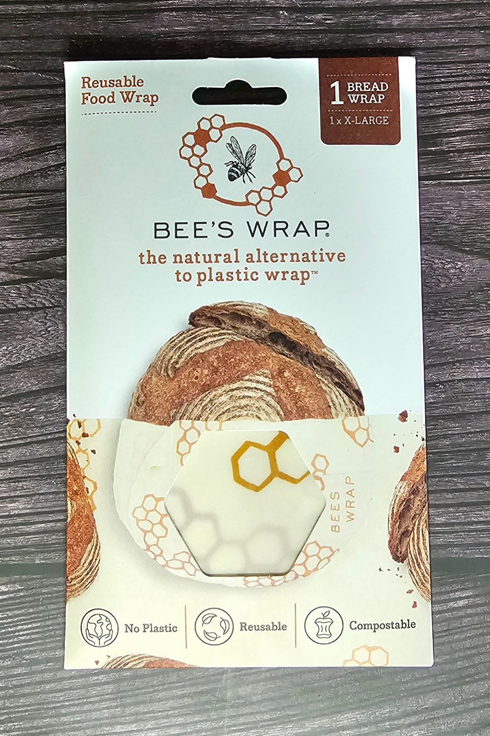 Beeswax Reusable Bread Wrap - Honeycomb Print