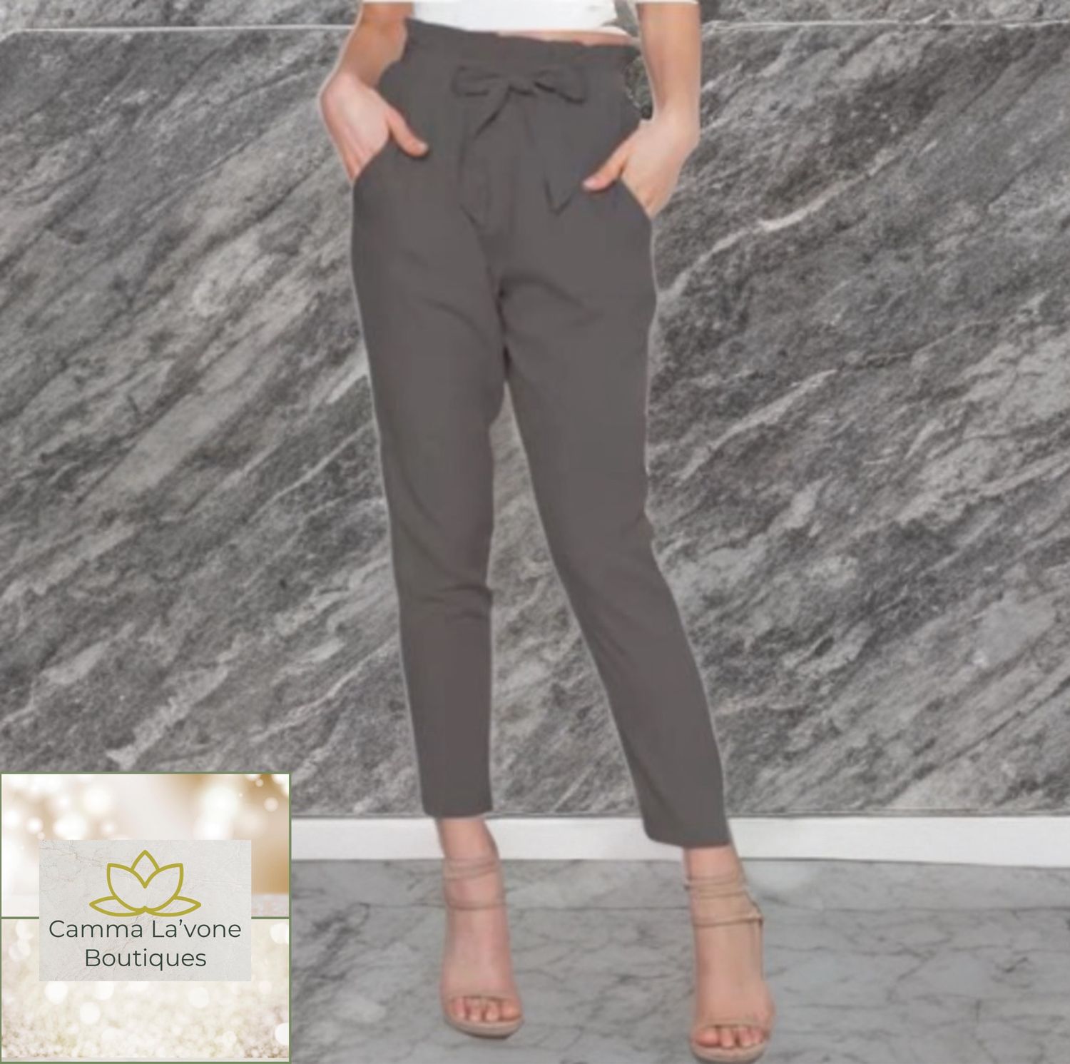 (NEW) Elegant Dark Gray Womens Palazzo High Waistband pants
