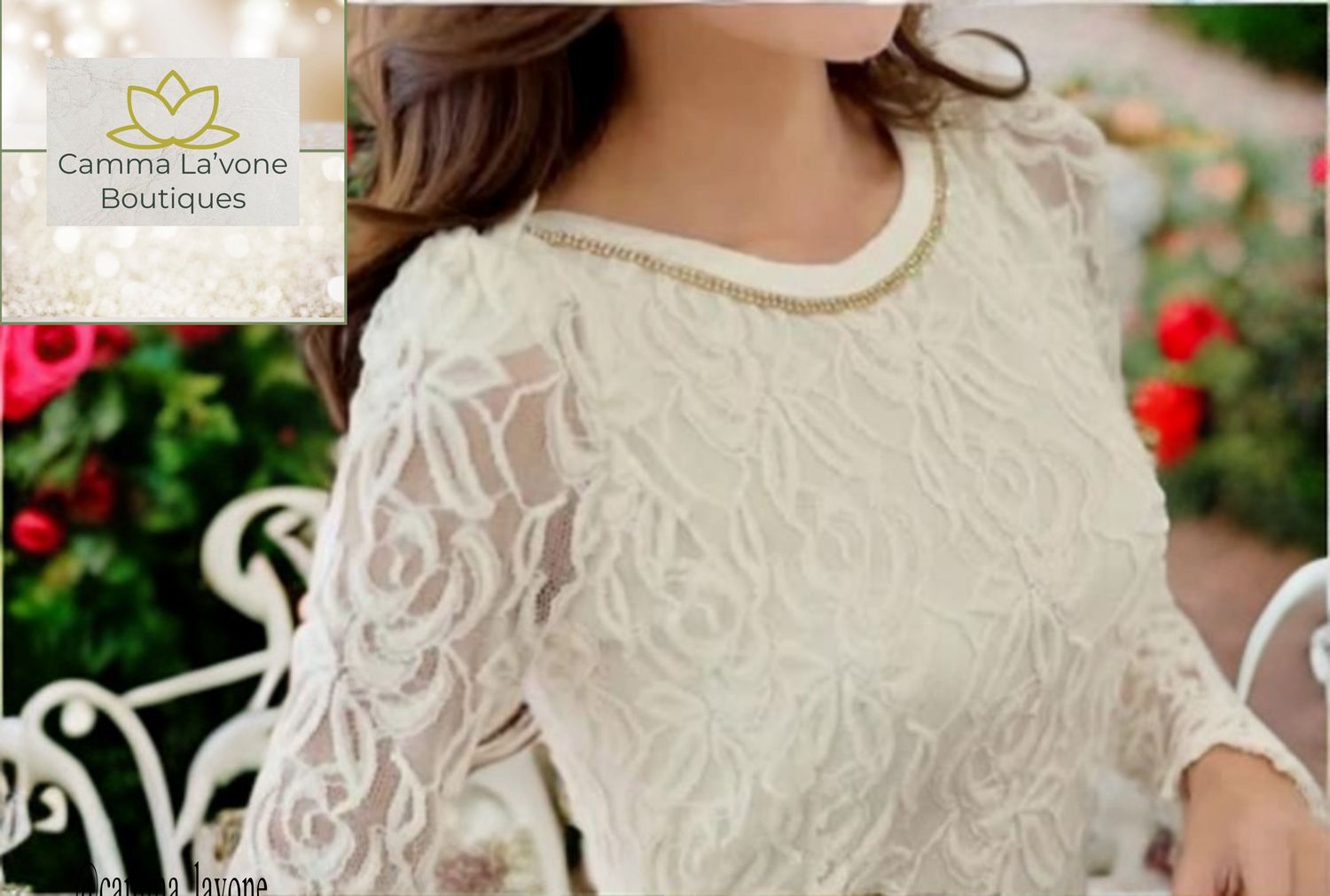 Elegant White Lace Women's Blouse Casual Lace Chiffon Shirt