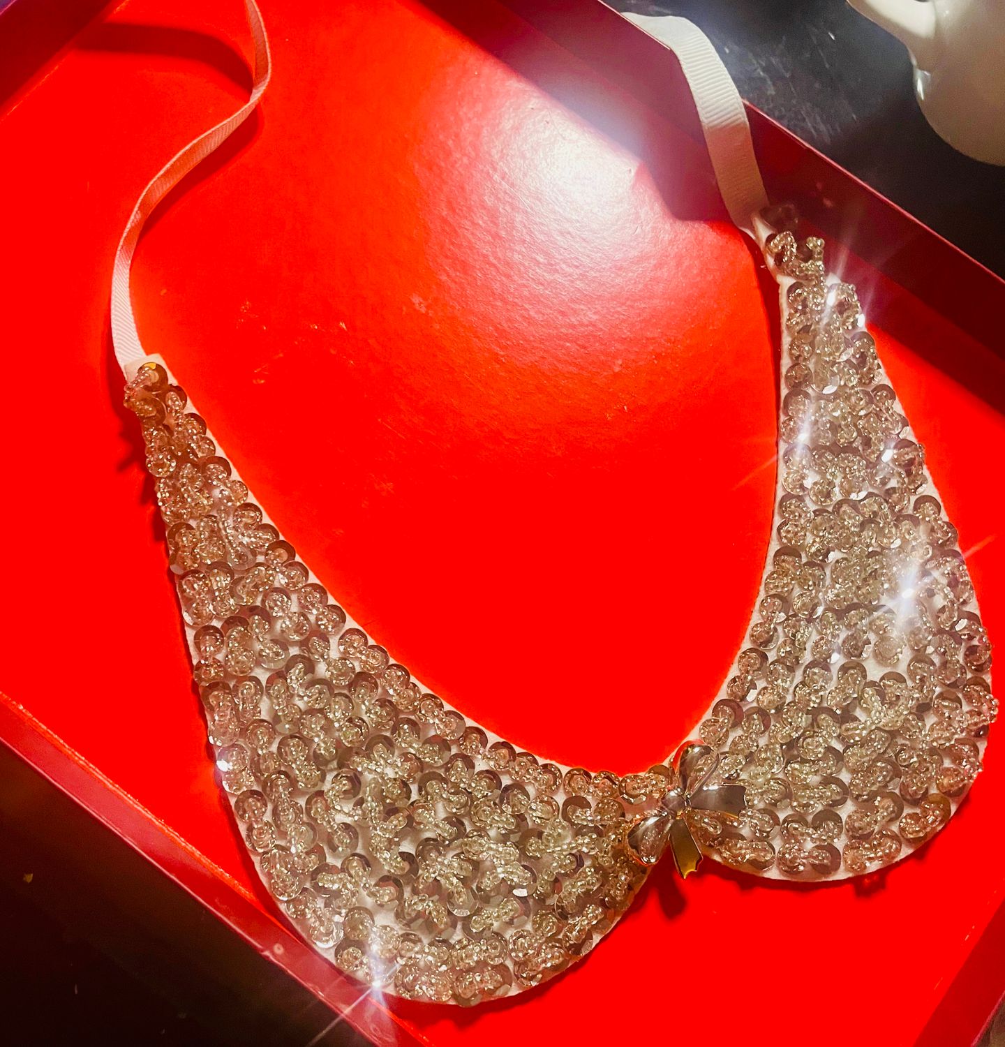 Handmade Detachable Champagne Beaded Sequin collar