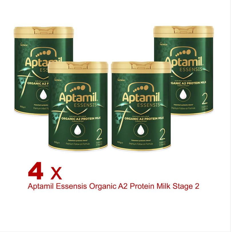 4 X Aptamil Essensis Organic A2 Protein Milk Stage 2 Premium Follow-On Formula From 6 to 12 Months 900g
