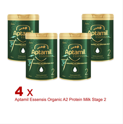 4 X Aptamil Essensis Organic A2 Protein Milk Stage 2 Premium Follow-On Formula From 6 to 12 Months 900g
