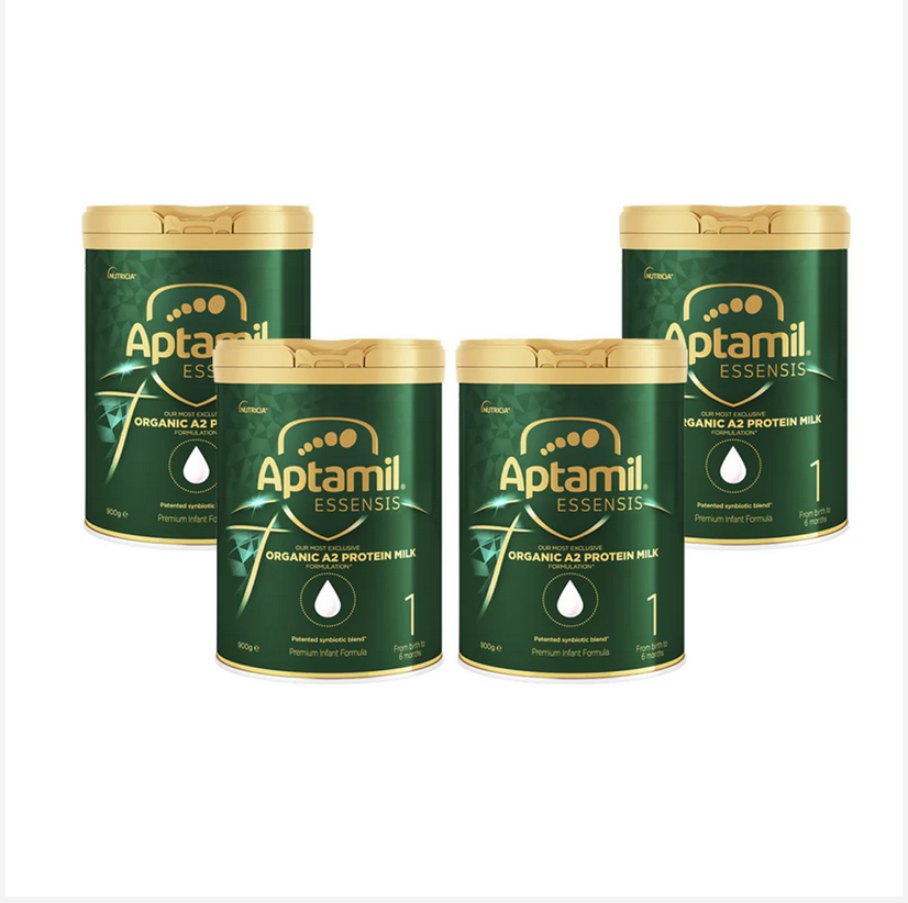 4 X Aptamil Essensis Organic A2 Protein Milk Stage 1 Premium Infant Formula From Birth to 6 Months 900g