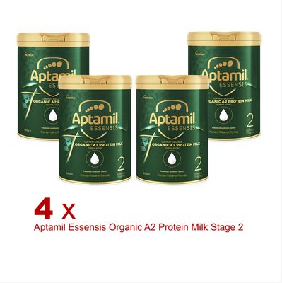 4 X Aptamil Essensis Organic A2 Protein Milk Stage 2 Premium Follow-On Formula From 6 to 12 Months 900g