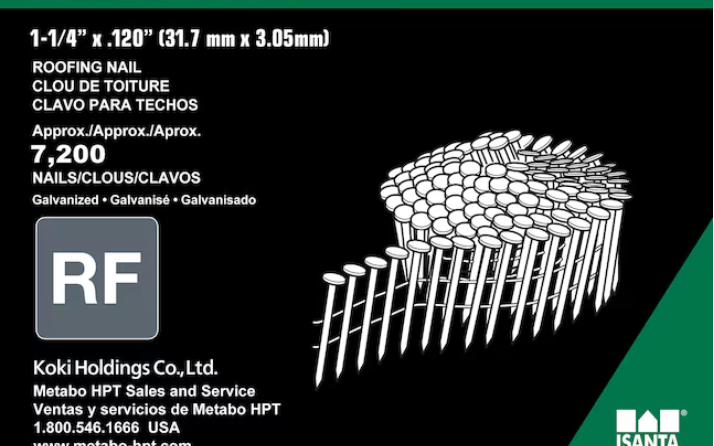 1-1/4-in 16-Degree Ring Shank Hot-Dipped Galvanized Collated Coil Roofing Nails (7200)