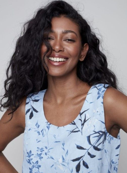 CB Printed  A Line Linen Dress