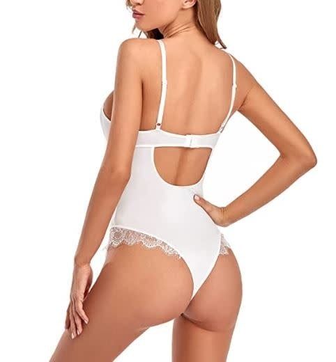 Hollow Out Lace Trim Bodysuit