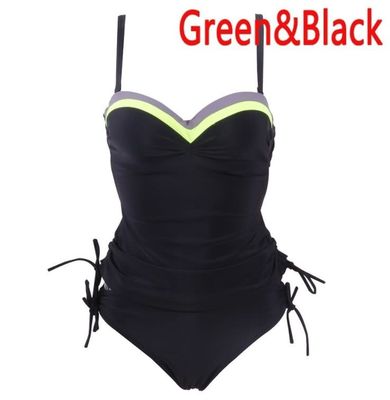 Rollsvile Black w Green Tankini