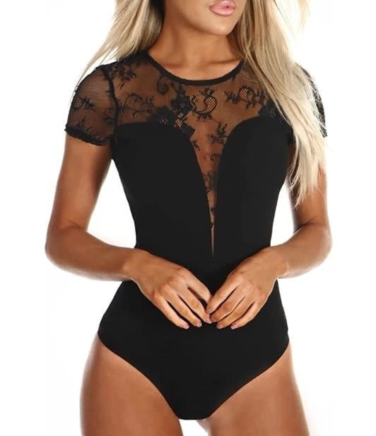 Mesh Bodysuit Top, Discription: Black, Size: Small