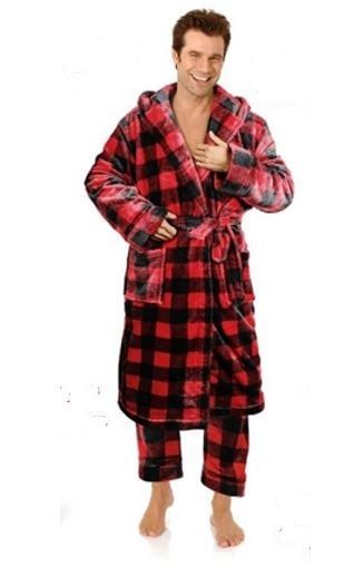 Jolie Intimates Men Robes, Color: BUFFALO PLAID HD, Size: Small/Medium