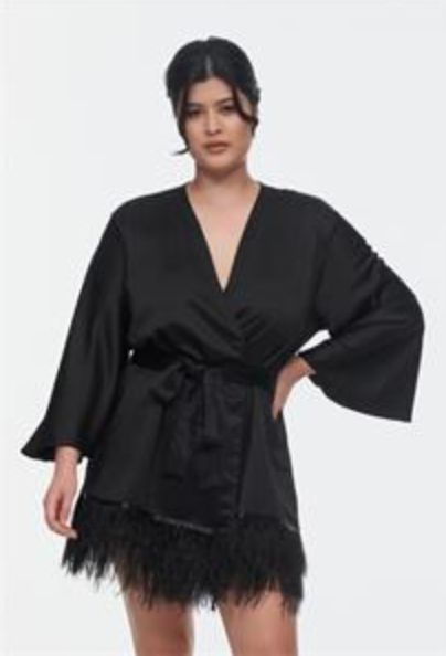 Rya Swan Plus Cover Up, Color: Black, Size: 1X
