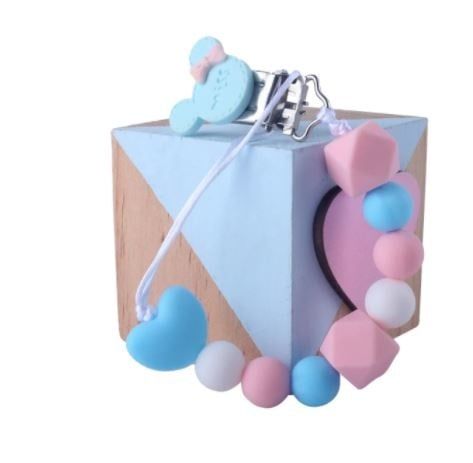 Silicone Bead Pacifier Clip, Color: Blue