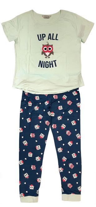 Jolie PJ Set Poly Suede, Color: Owl Up all Night, Size: 1X