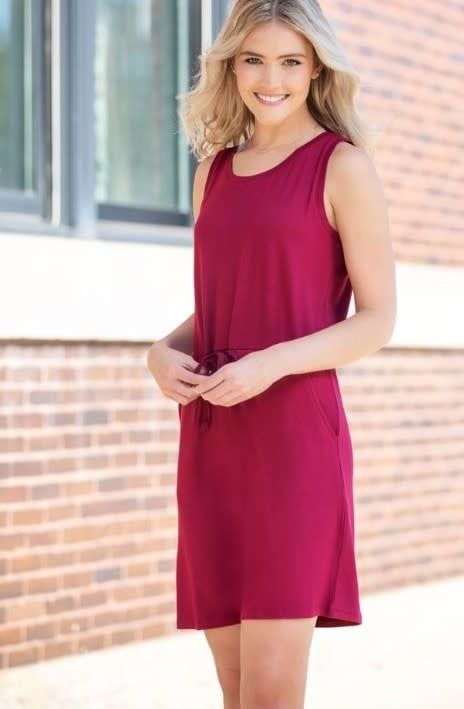 Jack and Missy Napa Drawstring Dress, Color: Cranberry, Size: Small