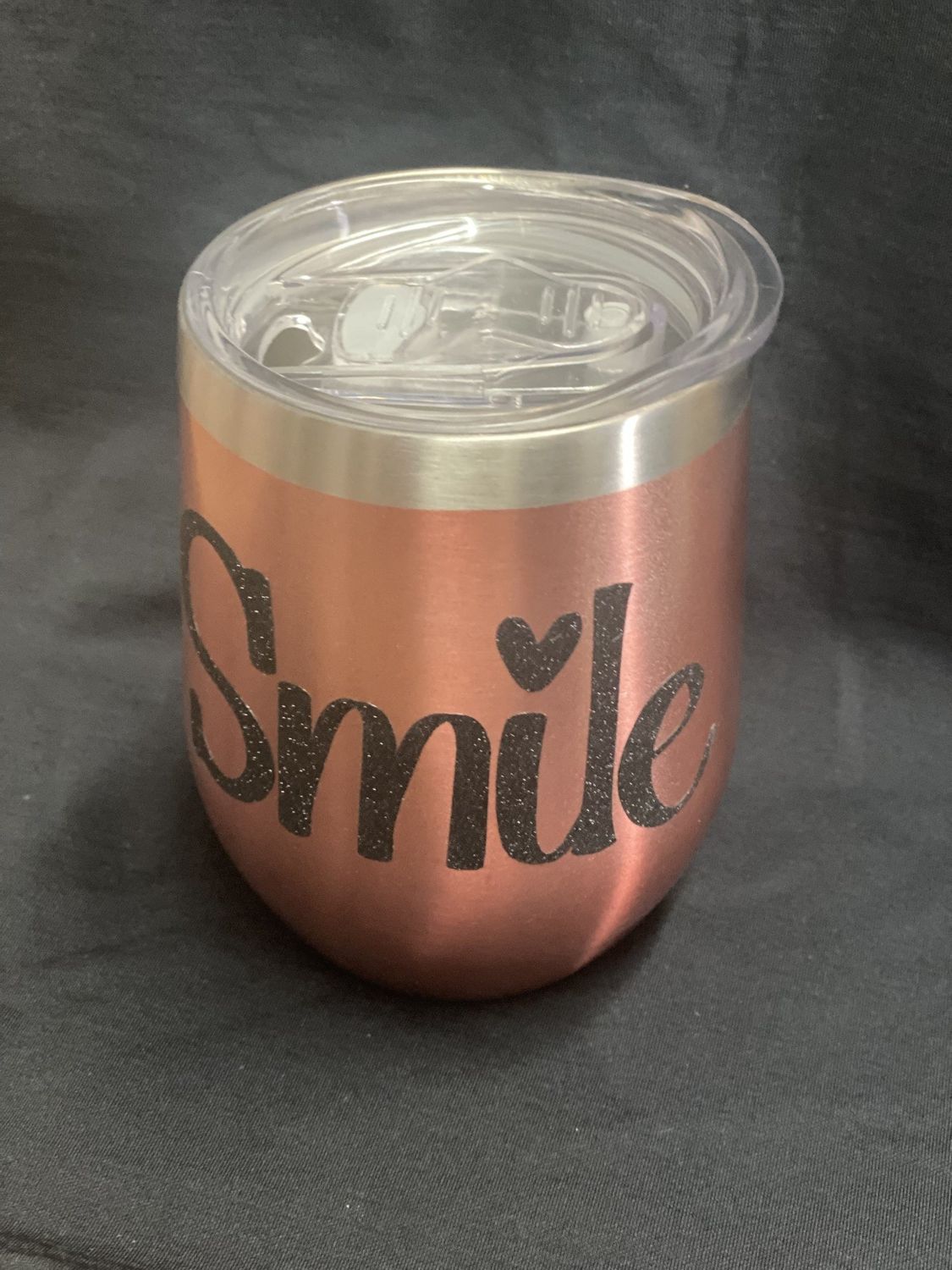 Steel Wine Tumbler, Color: Rose Gold Smile