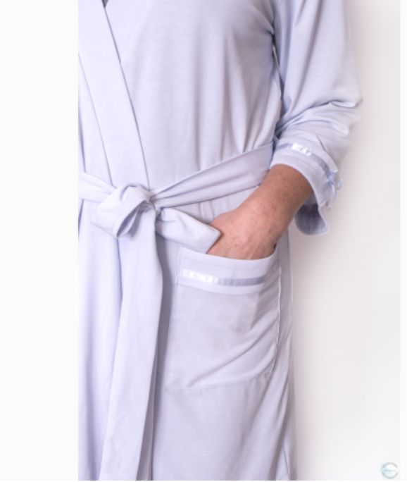Pretty in Painsley Robe, Color: Grey w Satin, Size: Small/Medium
