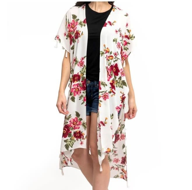 Jack and Missy Terrace Ruana , Color: White Floral