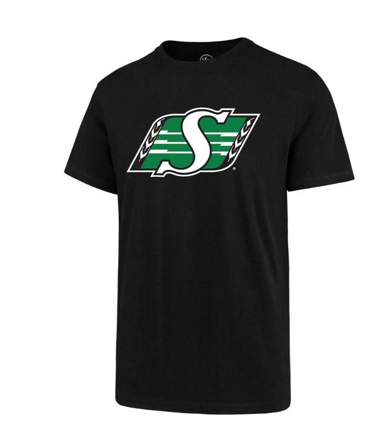 Sask Roughrider Tee, Color: Black, Size: Small