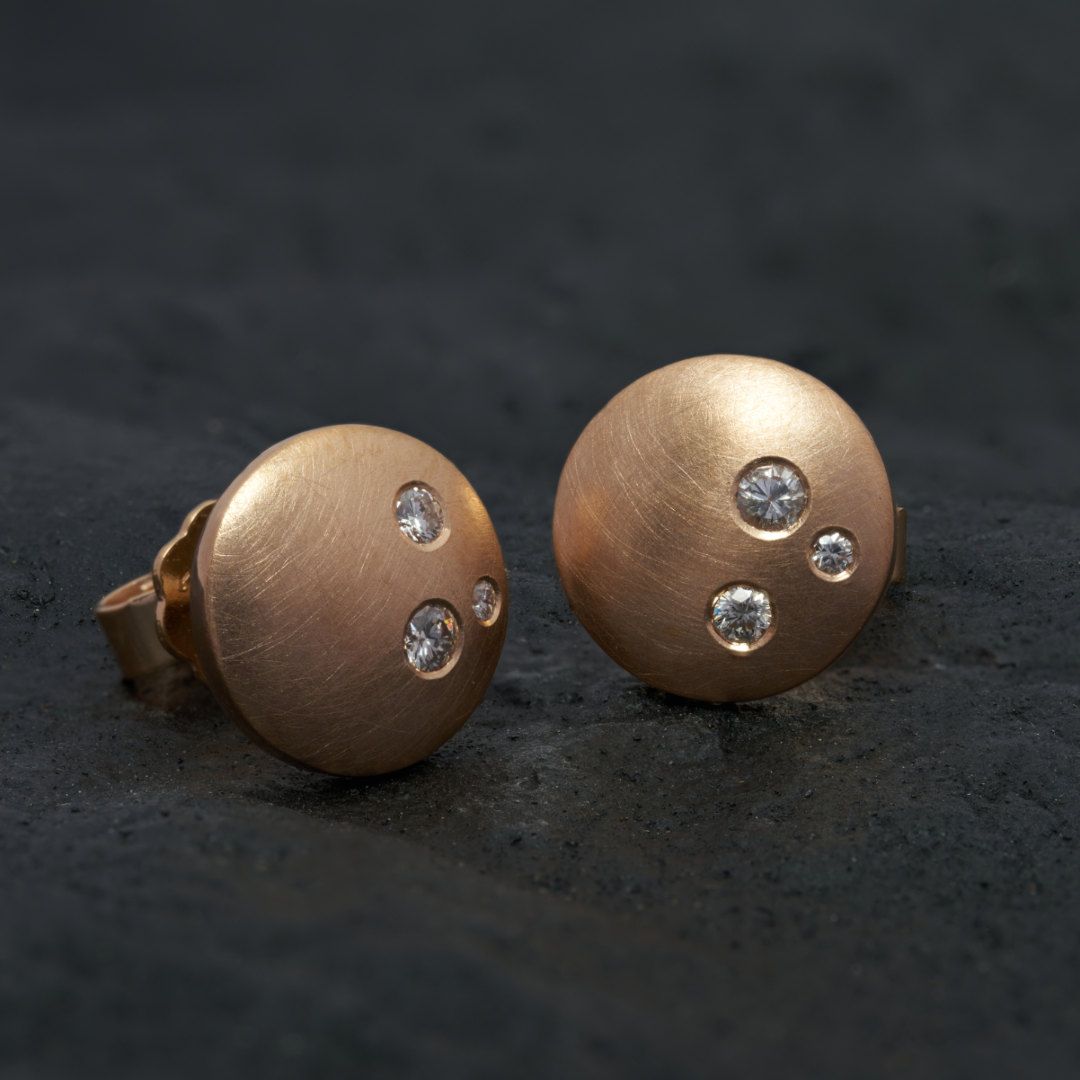 Ohrstecker Rotgold mit Diamanten