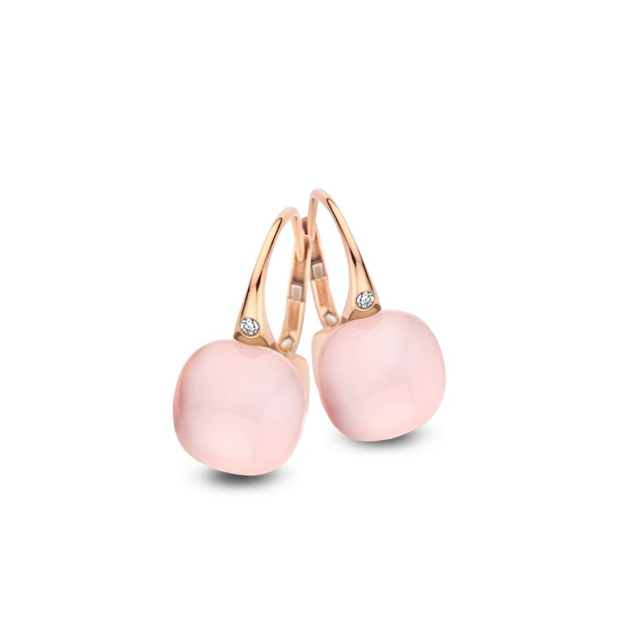 Mini Sweety Ohrringe mit Rosenquarz und Perlmutt in Roségold / 20O42Rpymp