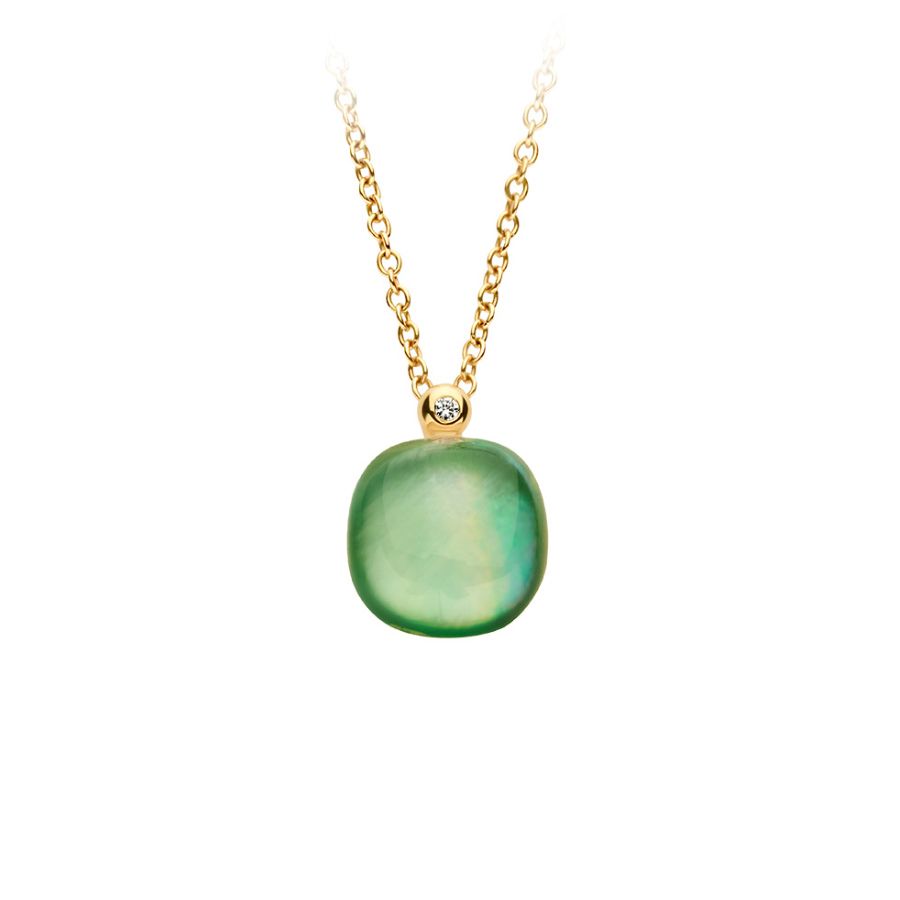 Mini Sweety Anhänger mit Zitronenquarz, grünem Aventurin und Perlmutt  in Gelbgold / 20H34Yleavvermp_42