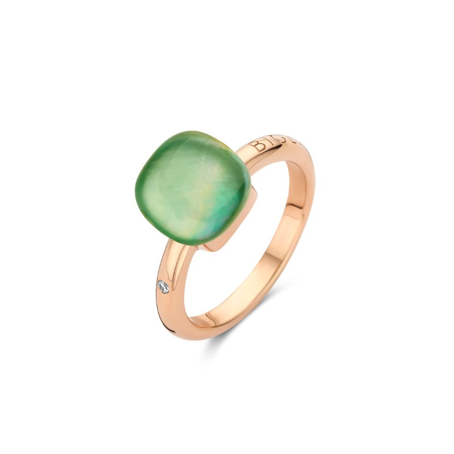 Mini Sweety Ring mit Zitronenquarz, grünem Aventurin und Perlmutt in Roségold / 20R88NRleavvermp