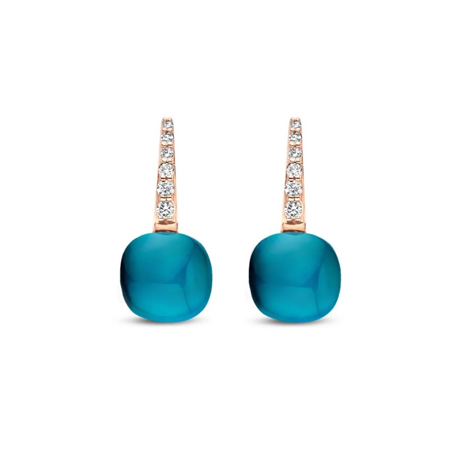 Mini Sweety Ohrringe mit London Blue in Roségold / 20O123Rlobmpdia