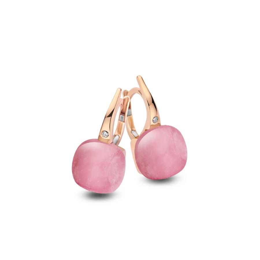 Mini Sweety Ohrringe mit Rubin und Rosenquarz in Roségold / 20O64Rpqrubmp