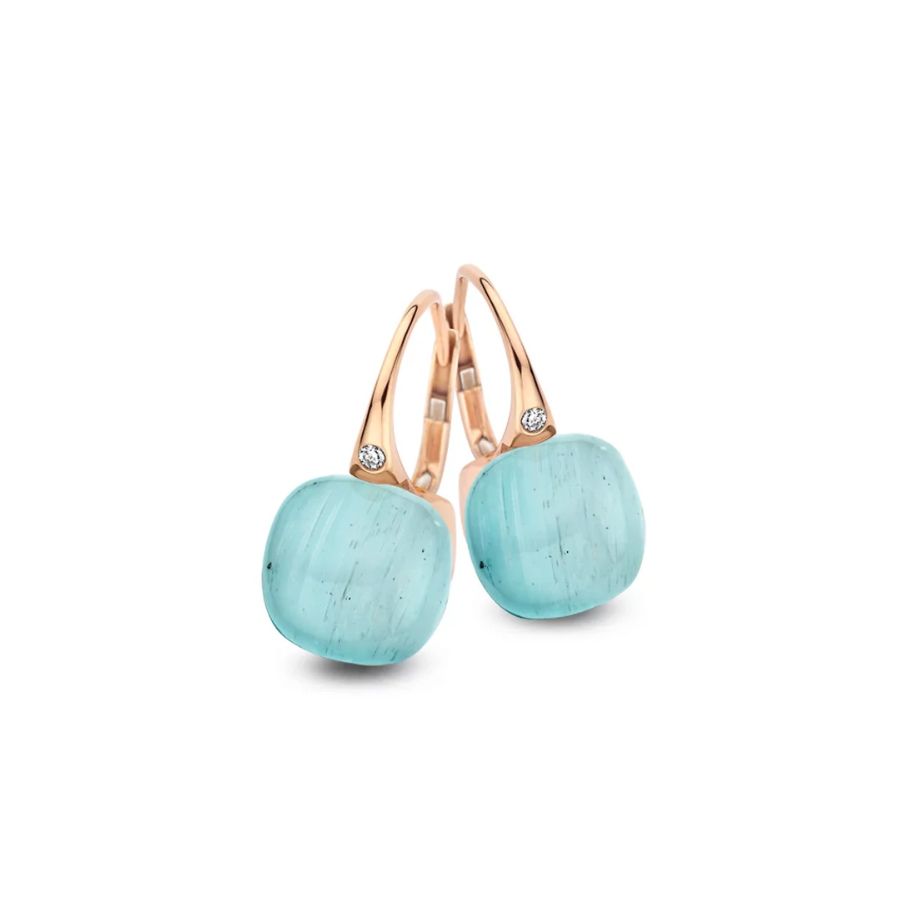 Mini Sweety Ohrringe mit Aquamarin und Türkis in Roségold / 20O42Raqlatu