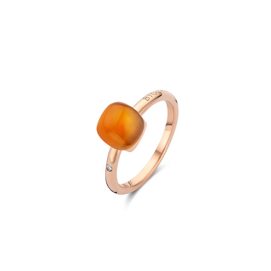 Mini Sweety Ring Klein mit Madeira Citrin und Perlmutt  in Roségold / 20R87Rmcmp