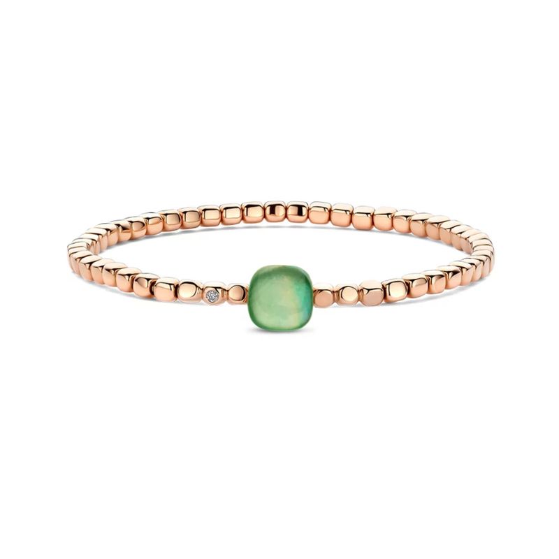 Mini Sweety Stretch Armband Mit Zitronenquartz und grünem Aventurin in Roségold / 26AS03Rleavvermp_17 Mini Sweety Stretch Armband Mit Zitronenquartz und grünem Aventurin in Roségold / 26AS03Rleavvermp_17