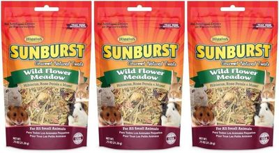 Higgins 3 Pack of Sunburst Wild Flower Meadow Small Pet Treat Mix, 0.75 Ounces Each, with Hibiscus, Rose Petals, and More