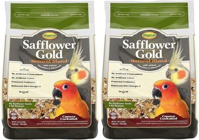 Higgins 2 Pack of Safflower Gold Natural Blend Conure and Cockatiel Food, 3 Pounds Each