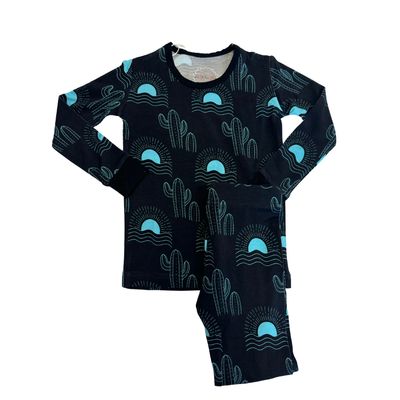 Bamboo Black And Teal Two-Piece Jammies