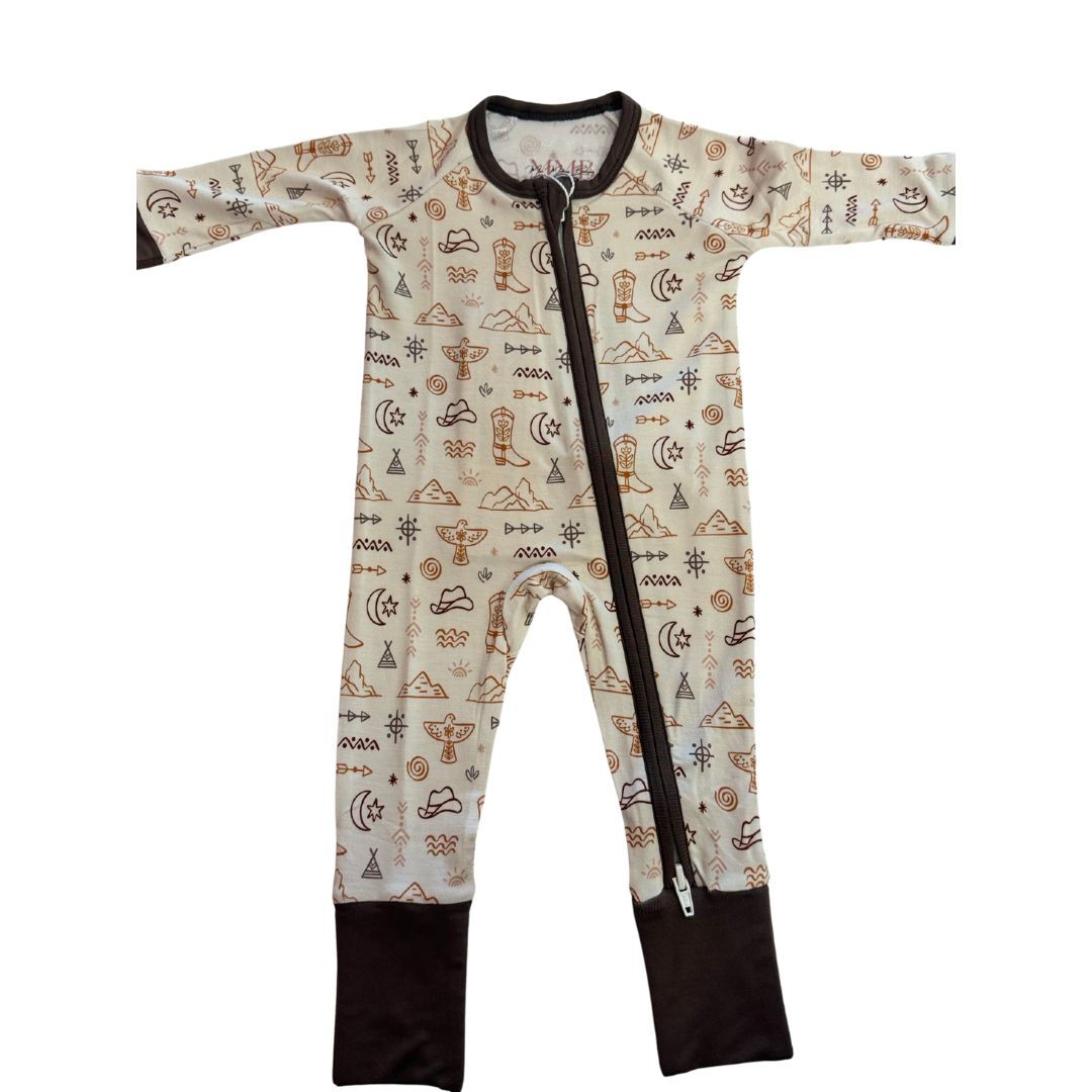Bamboo Cream Western Zipper Pajama